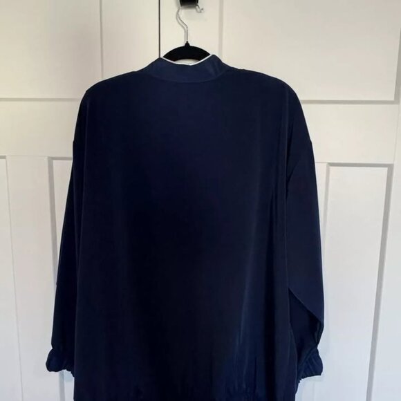 Silver Threads Navy Blue Jacket Size XL Vintage 90s Silver Stars Zip Retro - Picture 4 of 8
